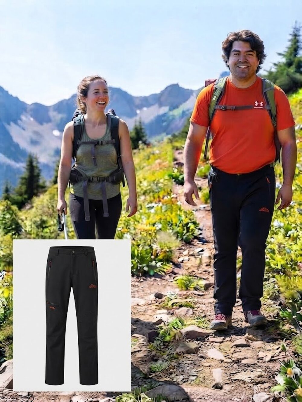Outdoor Sports - Men's Black Cargo Pants with Orange Accents - Size Med